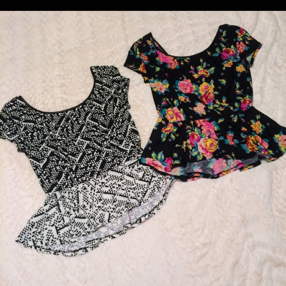 Casual/cute foral and geometric peplum tops